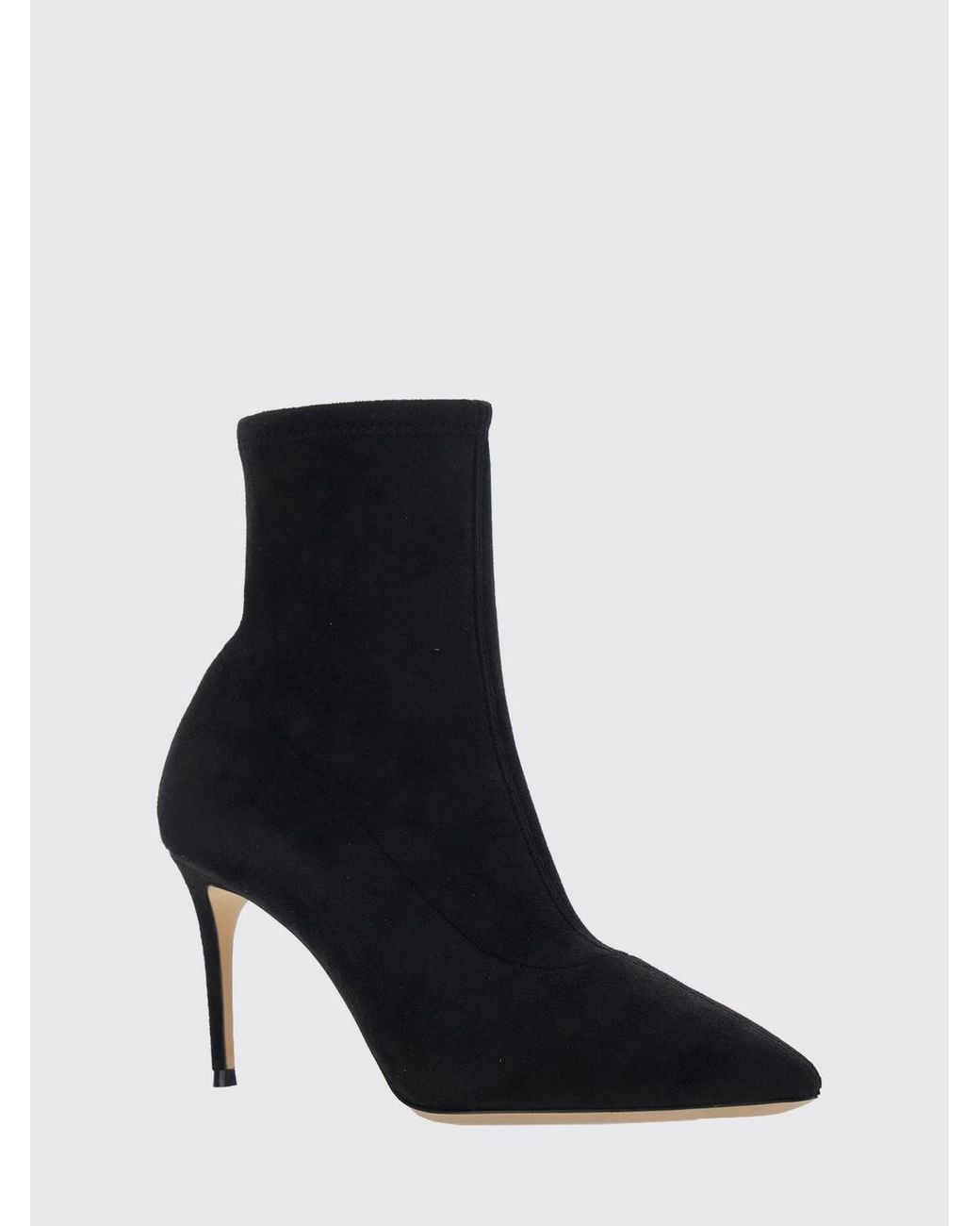 Casadei Black Julia Stretch Fabric Ankle Boots With Stiletto Heel And Almond Toe