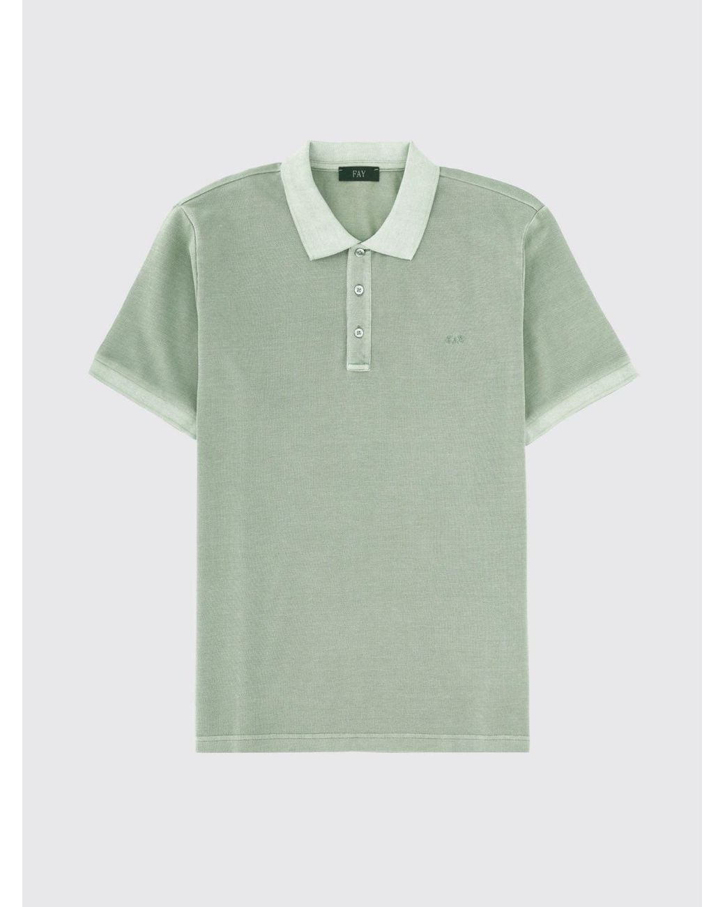 Fay Green Cotton Polo Shirt With Logo for men