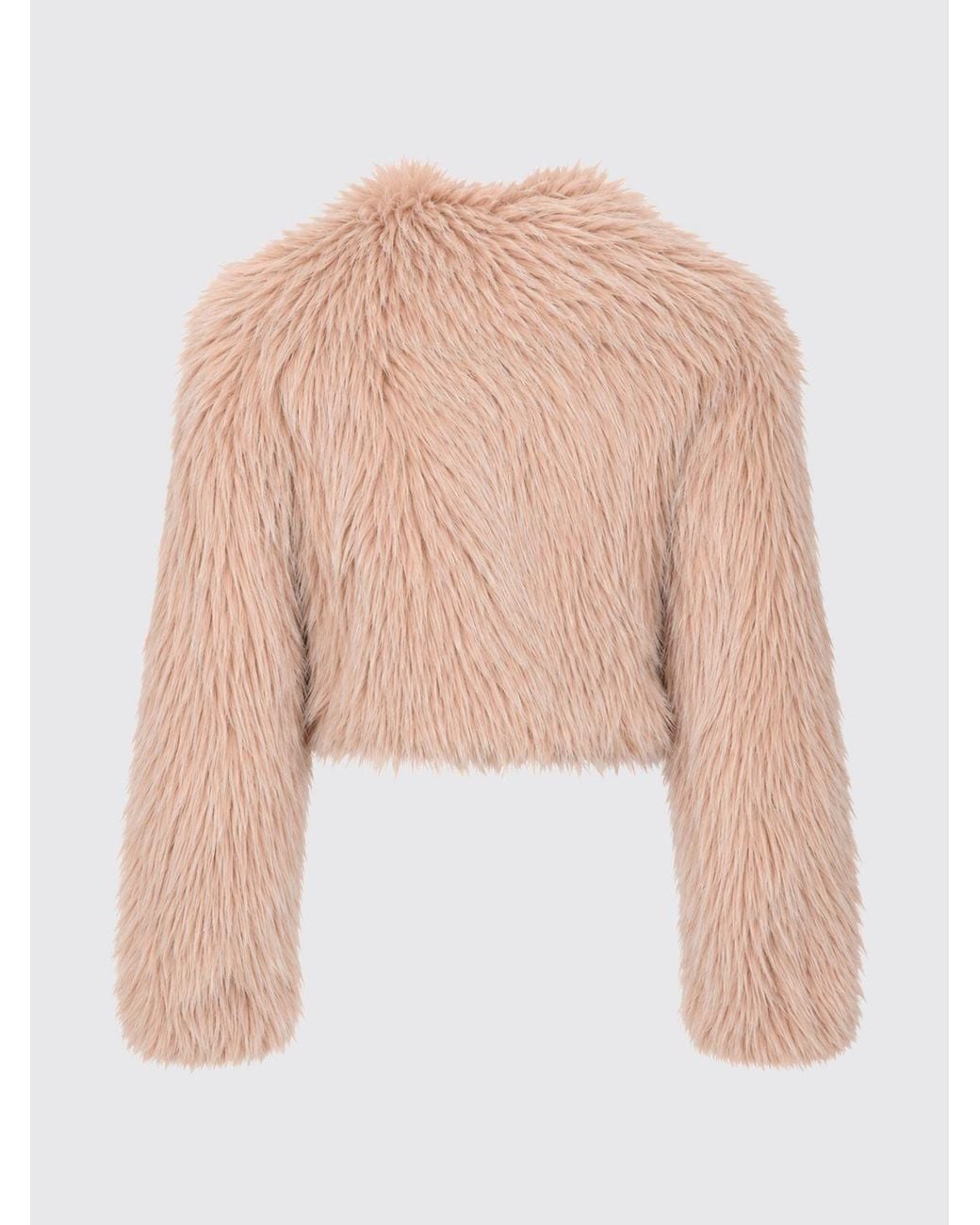 Patrizia Pepe Blue Cropped Faux Fur Jacket With Concealed Closure