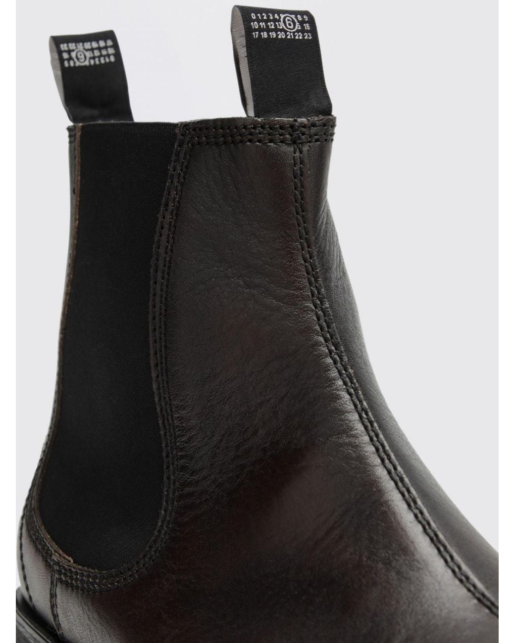 MM6 by Maison Margiela Black Calf Leather Chelsea Boots With Signature Stitch Logo for men