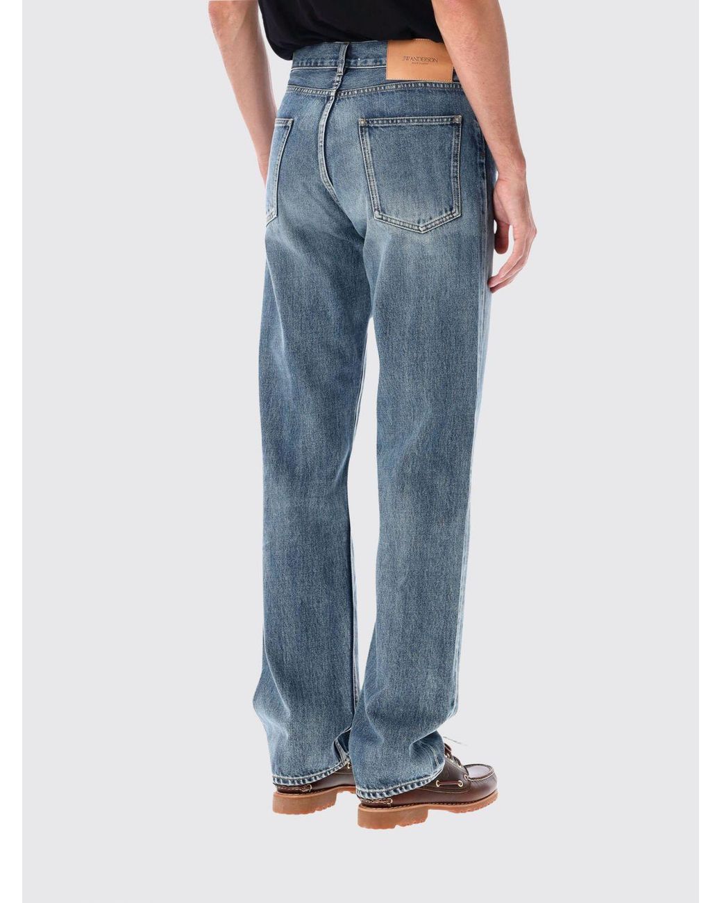 J.W. Anderson Blue Mid-Rise Straight-Leg Five-Pocket Cotton Denim Jeans for men