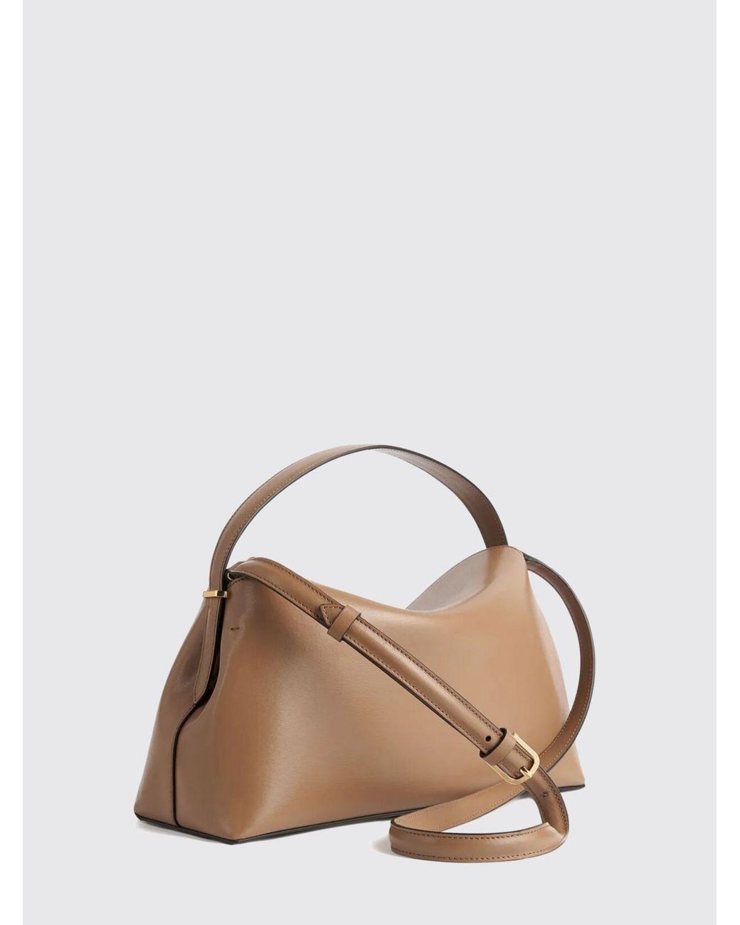 Totême Natural T-Lock Leather Handbag With A Flared Shape And Turn-Lock Closure