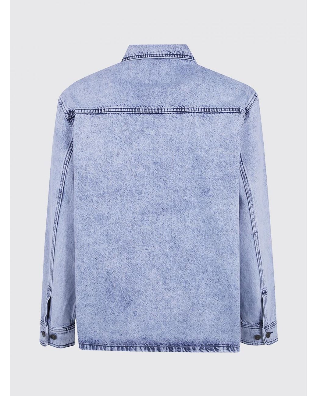 Les Deux Blue Cotton Denim Shirt With Classic Collar And Patch Pocket for men