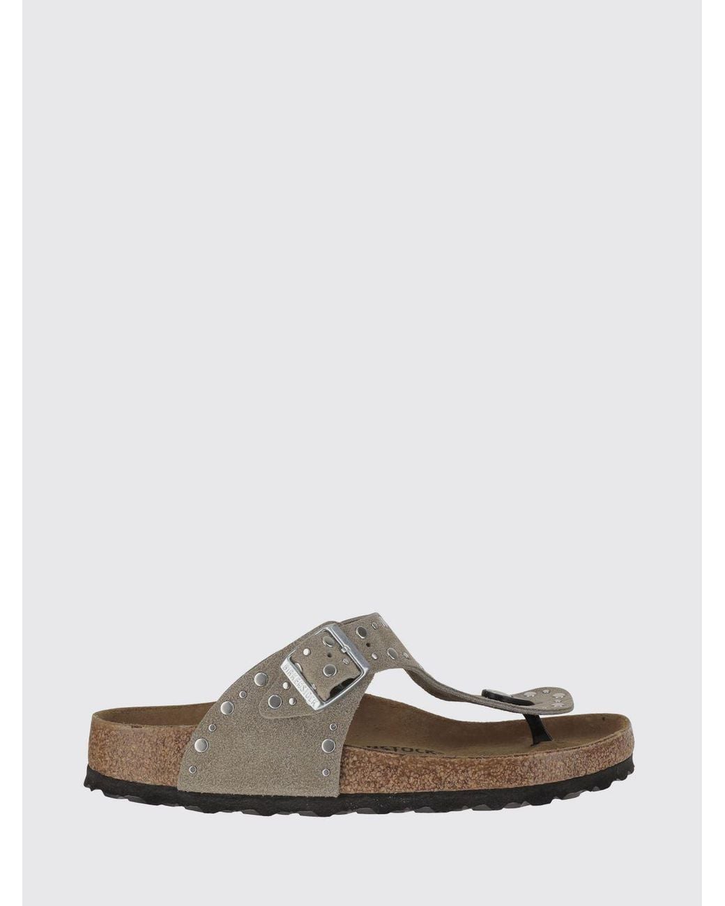 Birkenstock White Gizeh Rivet Suede Sandal With Studs