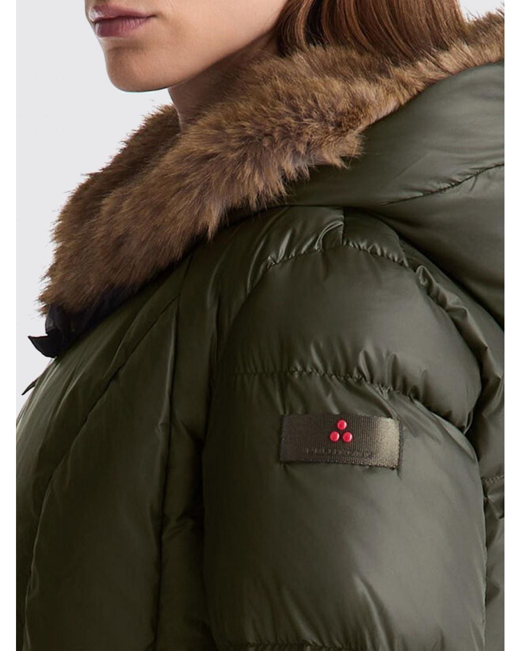 Peuterey Green Short Quilted Nylon Puffer Jacket With Hood And A Relaxed Fit