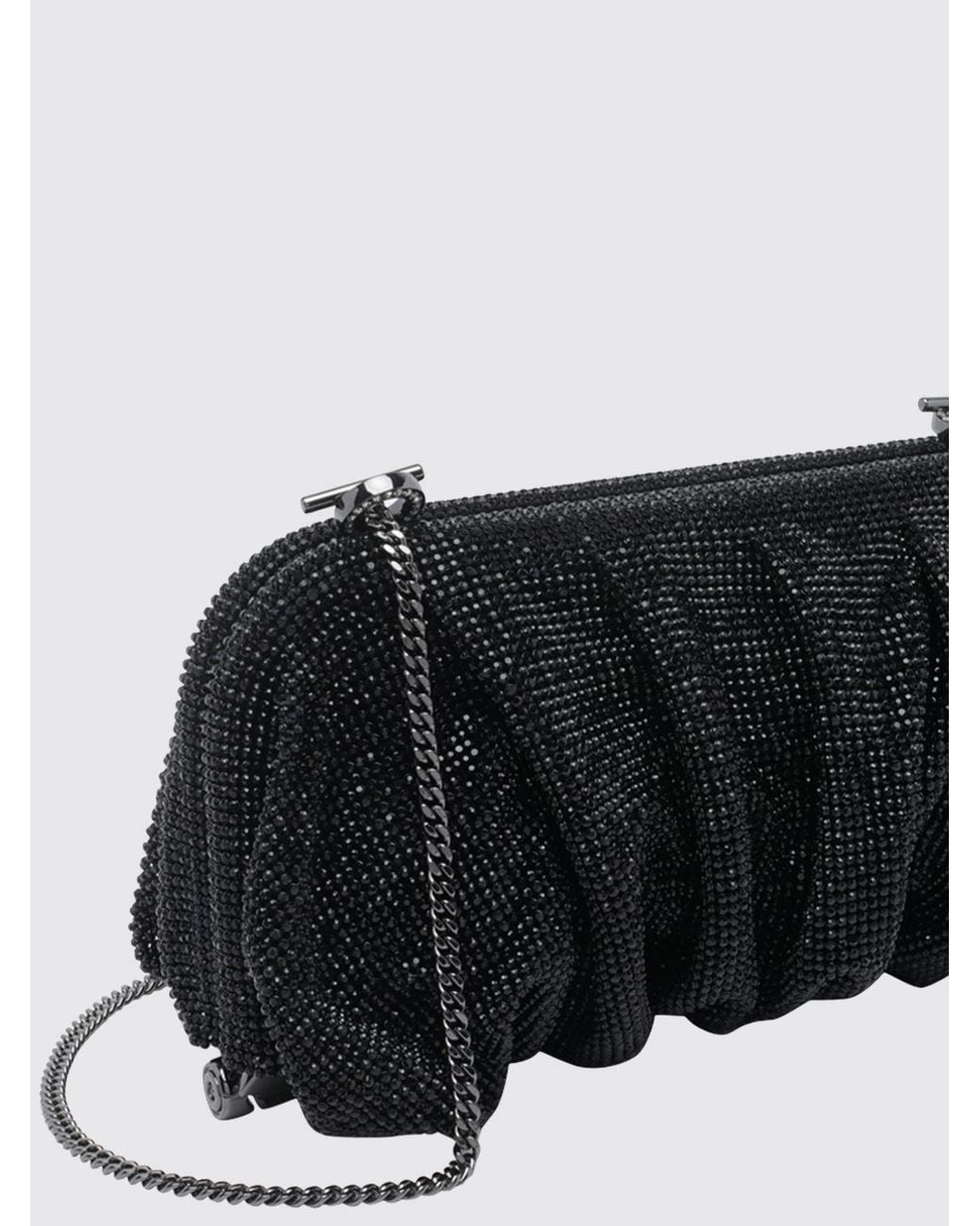 Benedetta Bruzziches Black Venus La Grande Draped Crystal Mesh Clutch