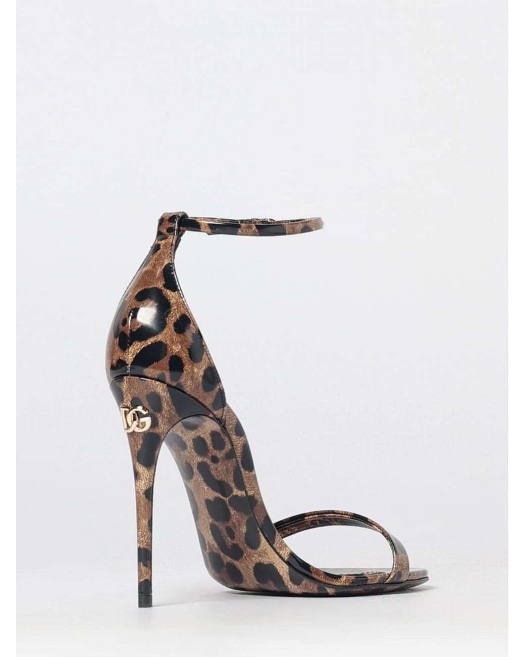 Dolce & Gabbana White Dolce &Amp Gabbana Keira Animalier-Print Patent Leather High-Heeled Sandals
