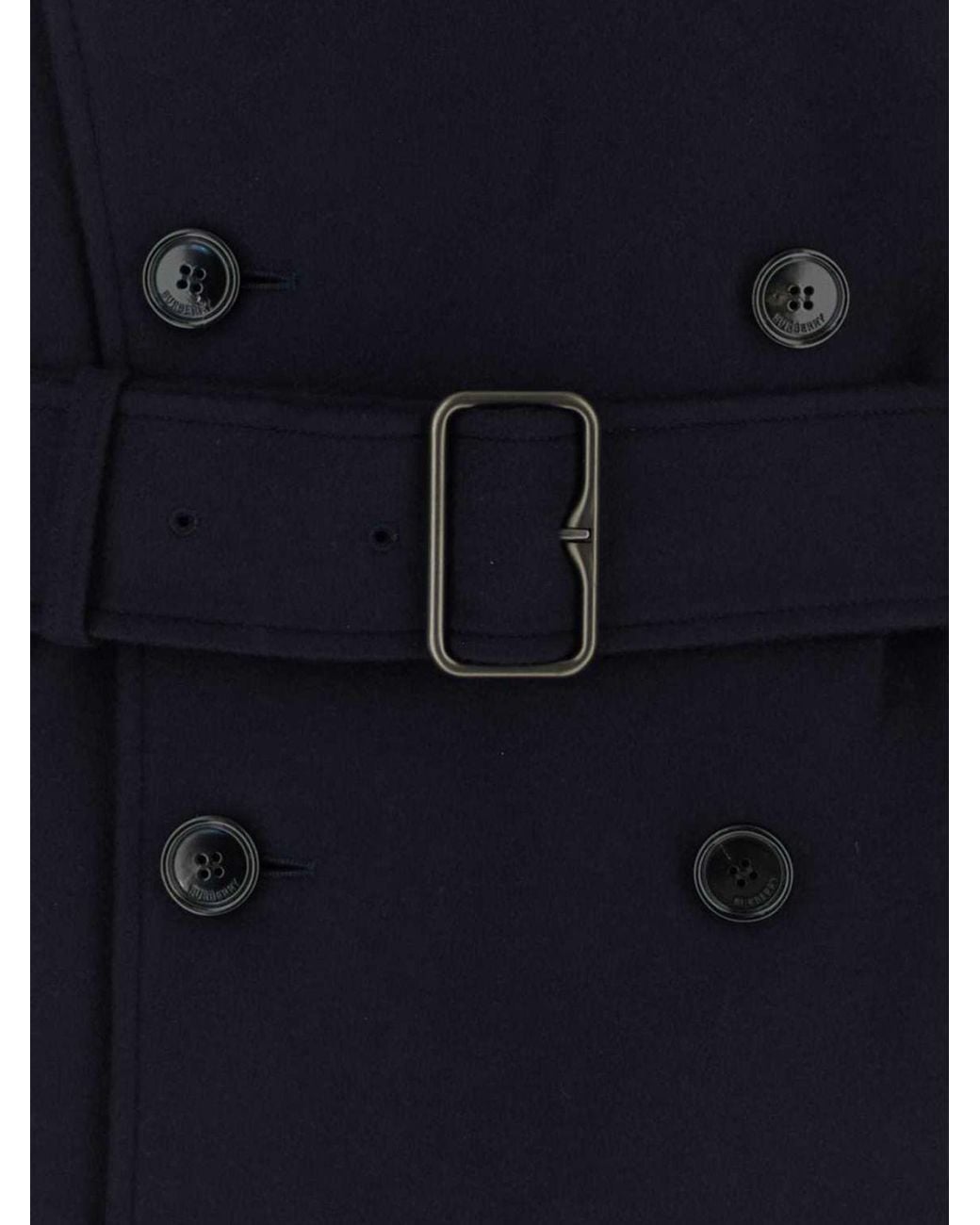 Burberry Blue Double-Breasted Pure Cashmere Trench Coat With Belt for men