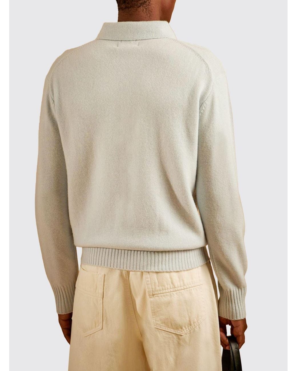 La Martina Natural Wool And Cashmere Knit Polo With Long Sleeves And Slogan Print for men