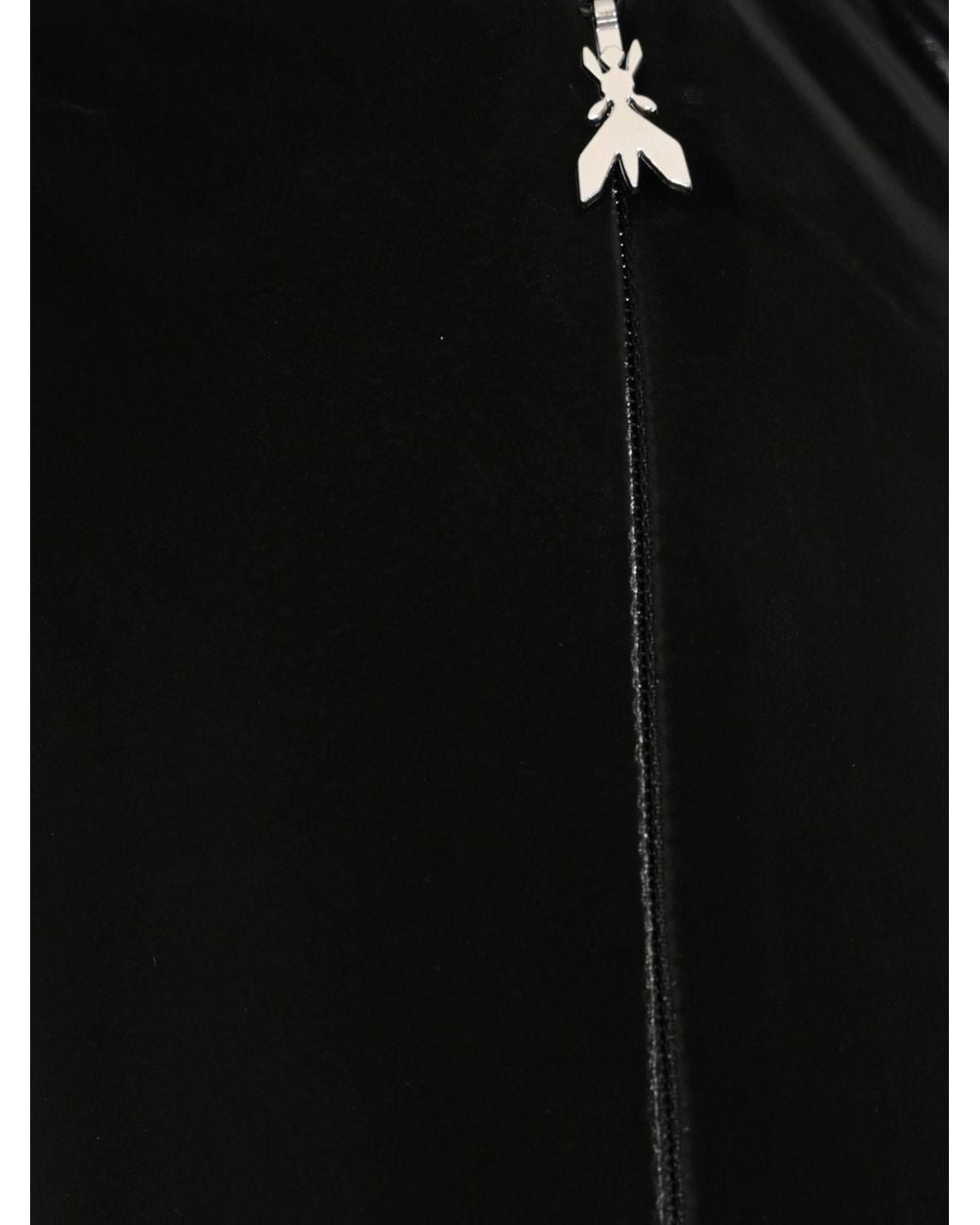 Patrizia Pepe Black High-Waisted Draped Patent Pencil Midi Skirt