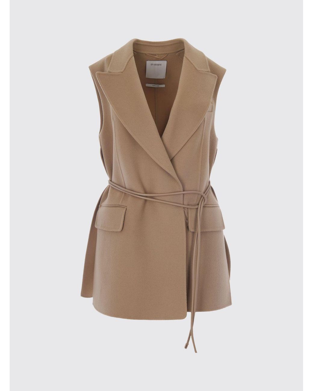 Sportmax Natural Belted Pure Virgin Wool Robe Vest