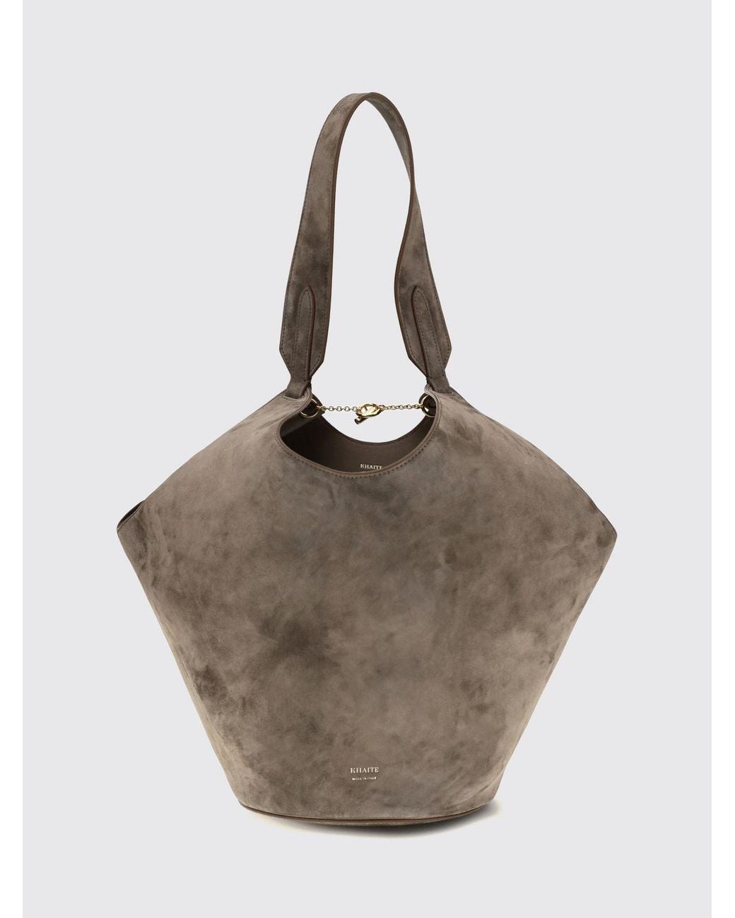 Khaite Natural Lotus Suede Calfskin Shoulder Bag With Rhombus Shape