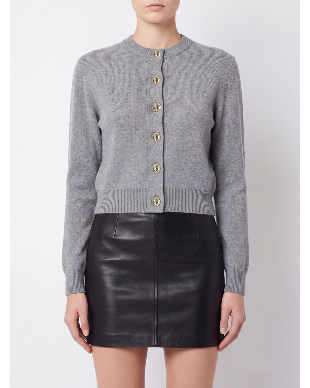 Balmain Gray Crewneck Cardigan