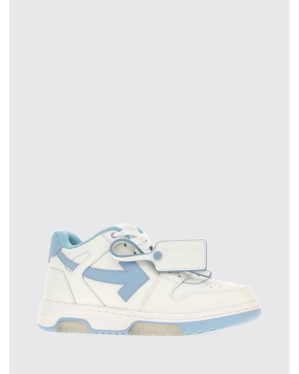 Off-White c/o Virgil Abloh Blue Out Of Office Low-Top Leather Sneakers With Perforated Toe And Logo