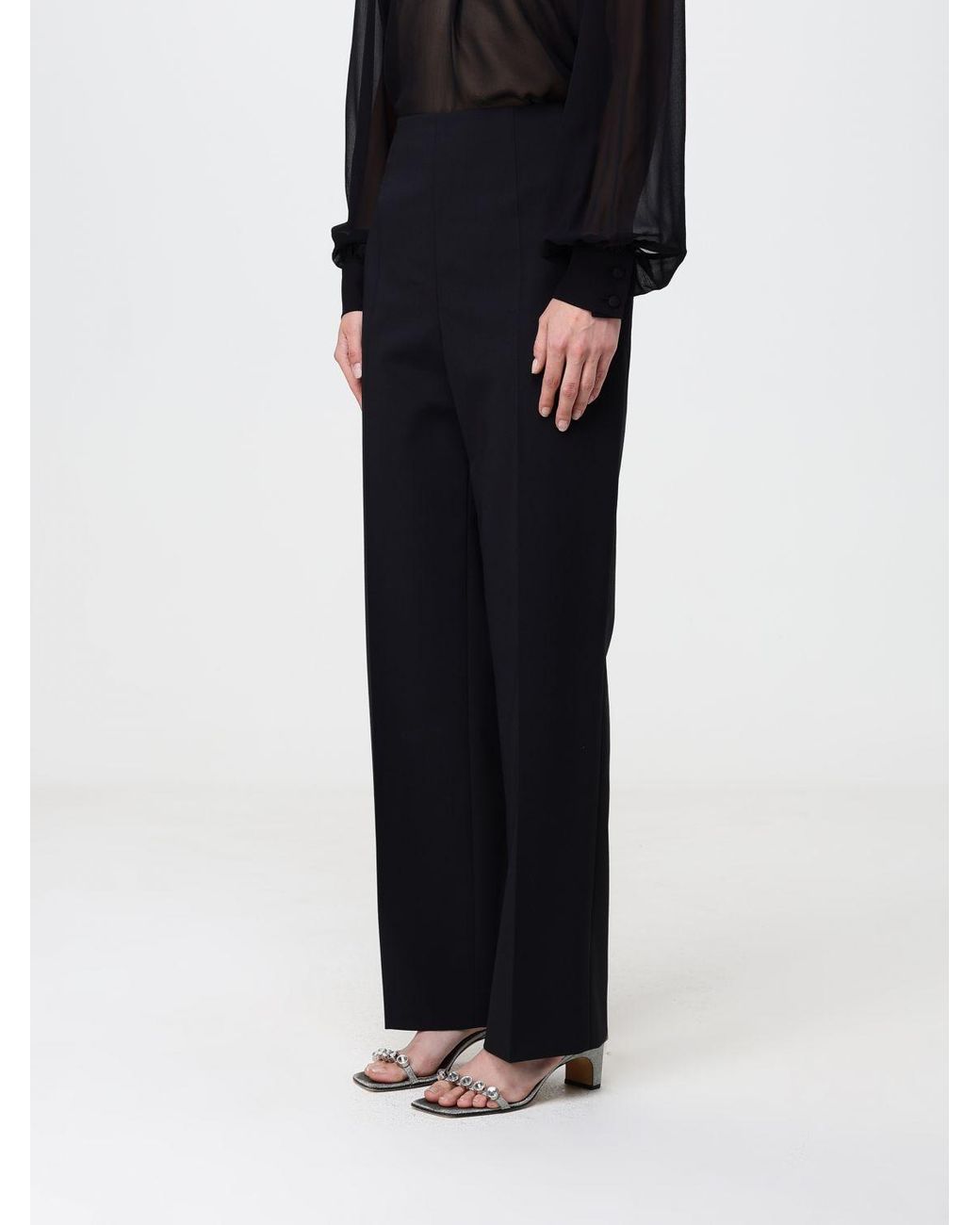 Alberta Ferretti Black High-Waisted Skinny Trousers
