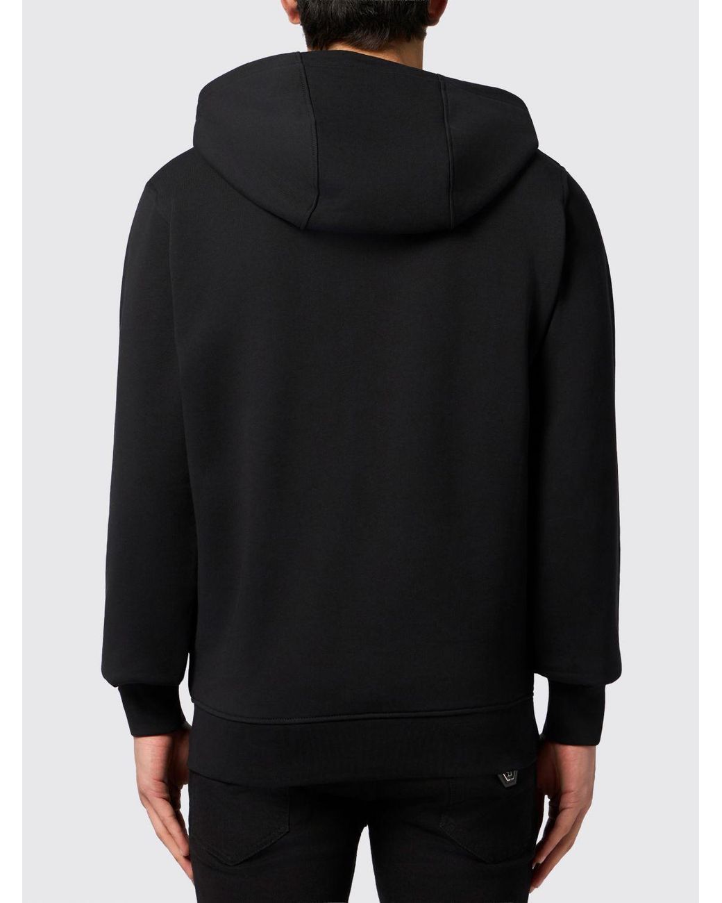 Philipp Plein Black Cotton Zip Up Hoodie for men