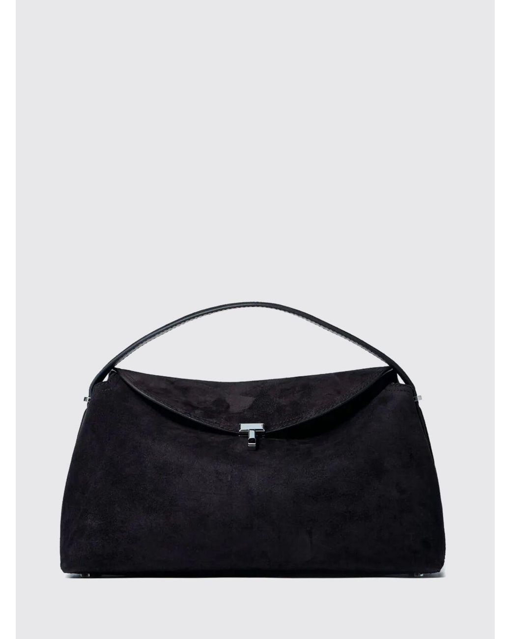 Totême Black T-Lock Suede Top Handle Bag