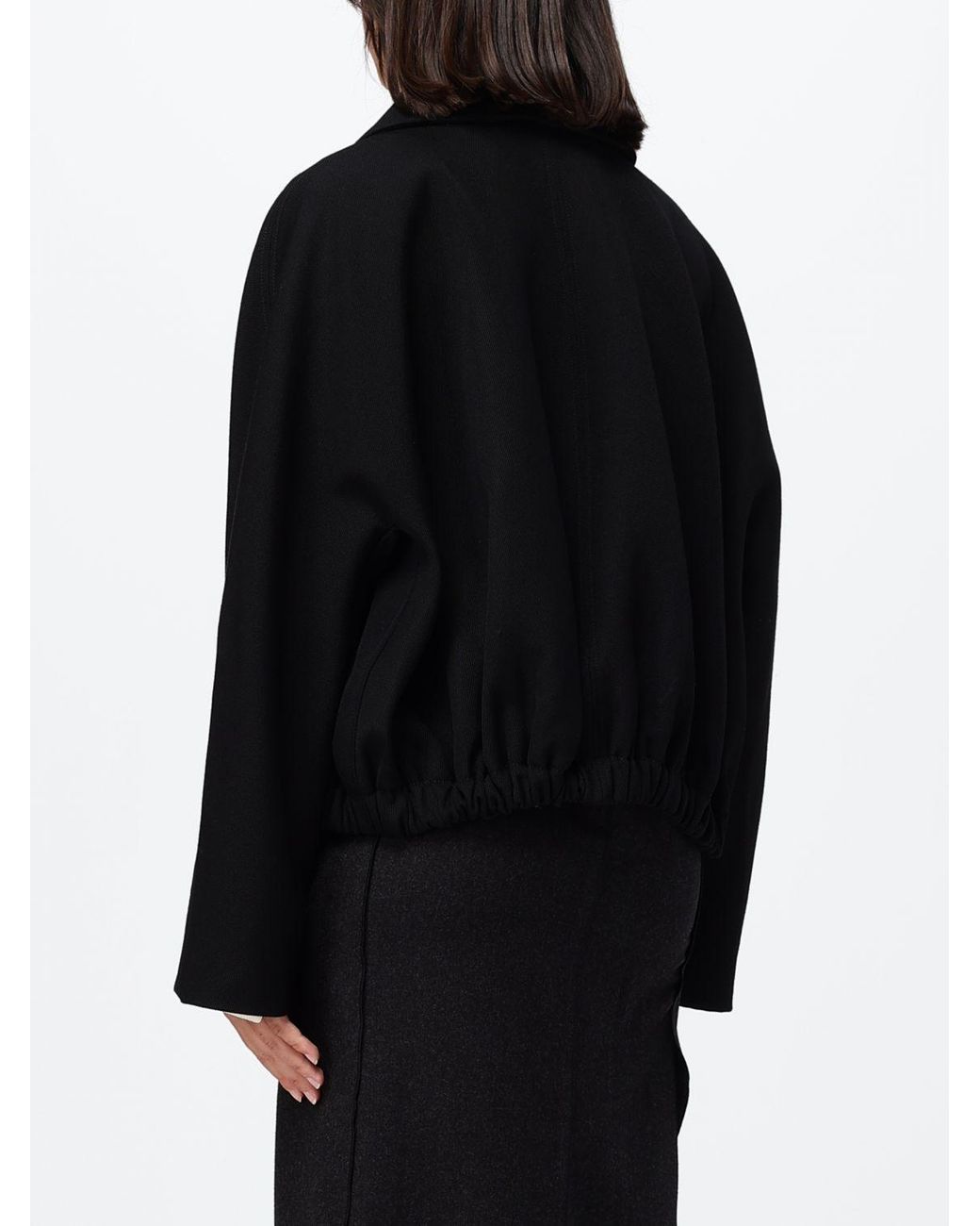 Victoria Beckham Black Arden Virgin Wool Bomber Jacket With Zip Closure