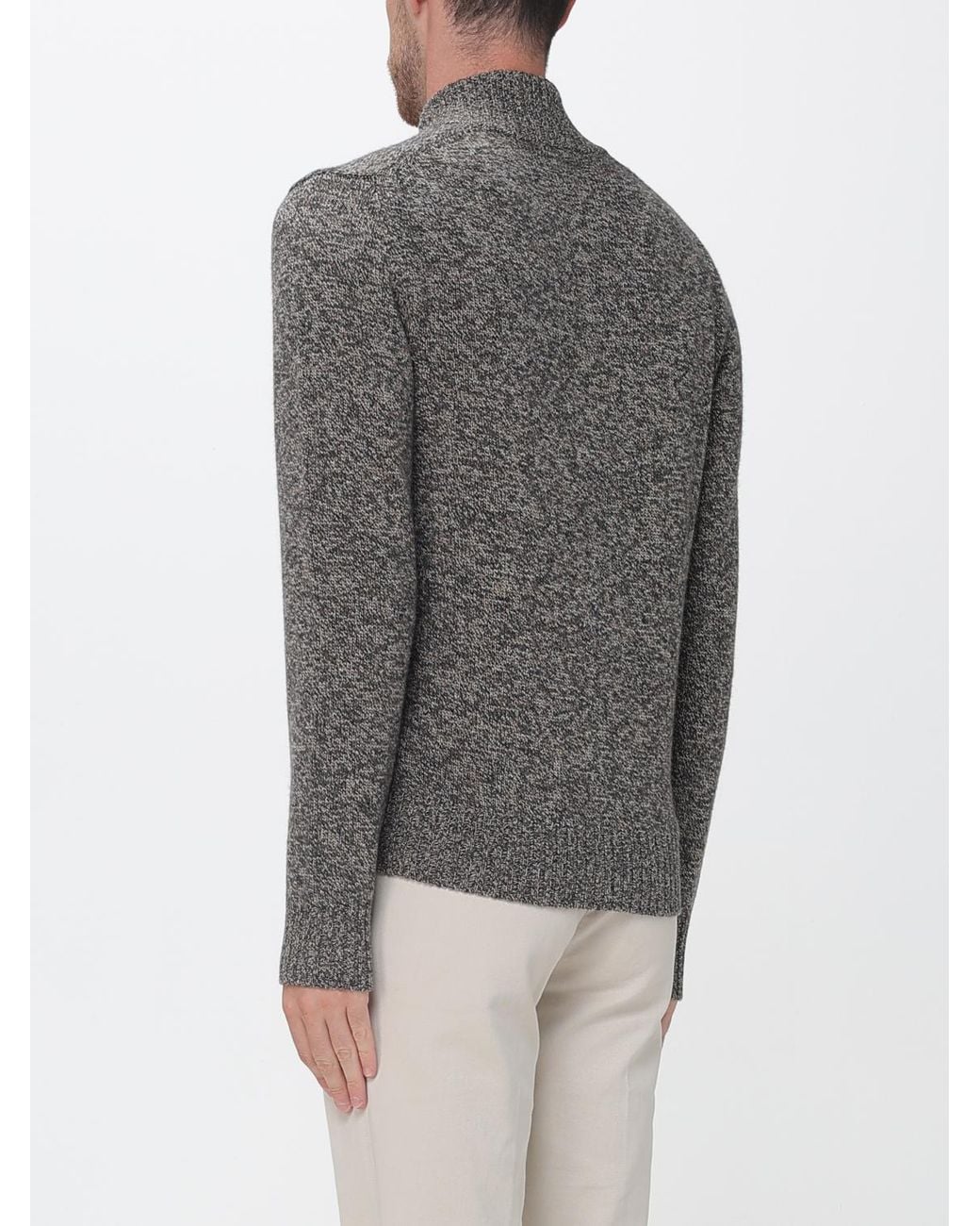Zanone Gray Virgin Wool Turtleneck Cardigan With Buttons for men