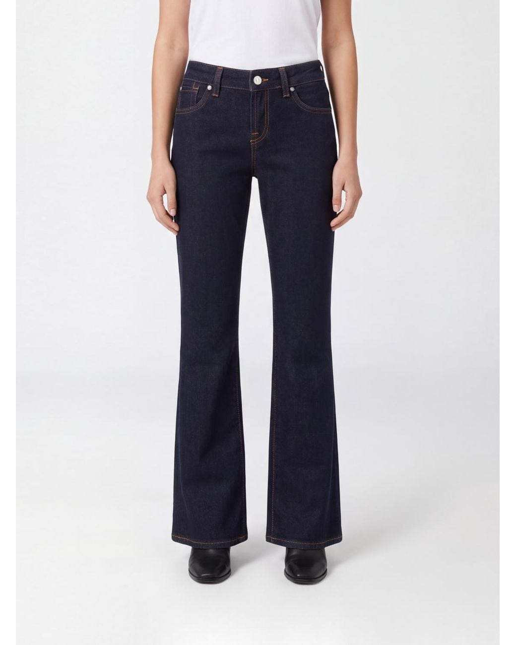 7 For All Mankind Blue High-Waisted Straight Leg Jeans
