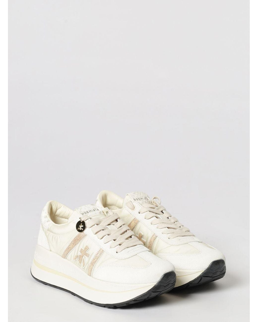 Premiata White Bethcoin Suede And Mesh Sneakers