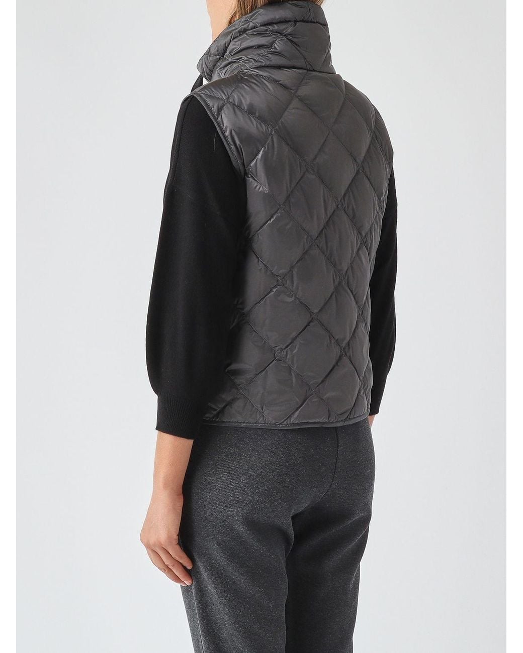 Max Mara Gray Tregic High-Neck Quilted Nylon Padded Gilet