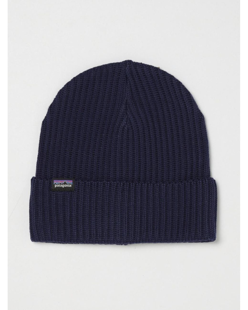 Patagonia Blue Ribbed Recycled Polyester Beanie With Logo for men