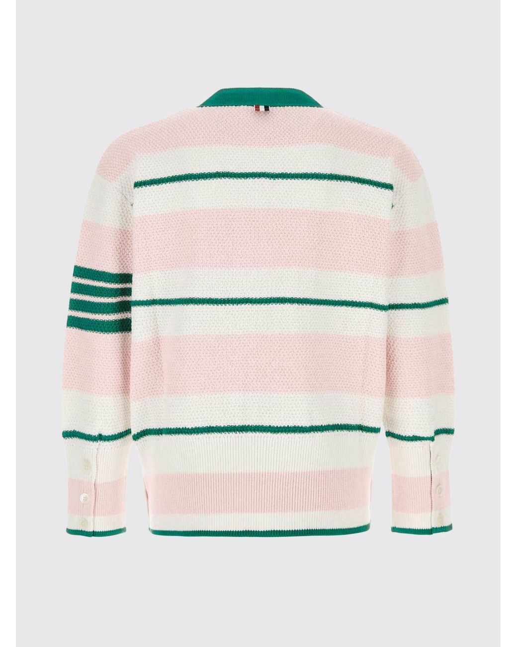 Thom Browne Green Striped Cotton Cardigan for men