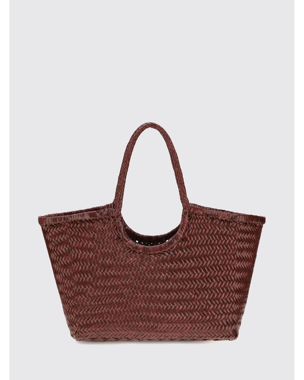 Dragon Diffusion Brown Nantucket Woven Leather Shoulder Bag With Braided Handles