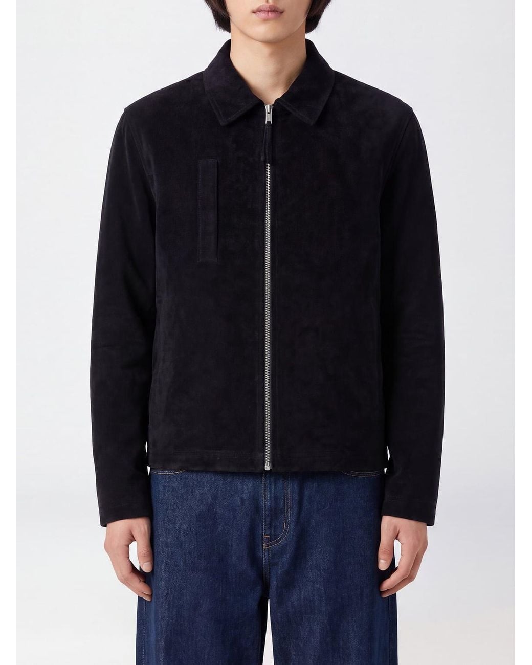 Thom Krom Blue Slim-Fit Cotton Denim Shirt Jacket With Zip for men