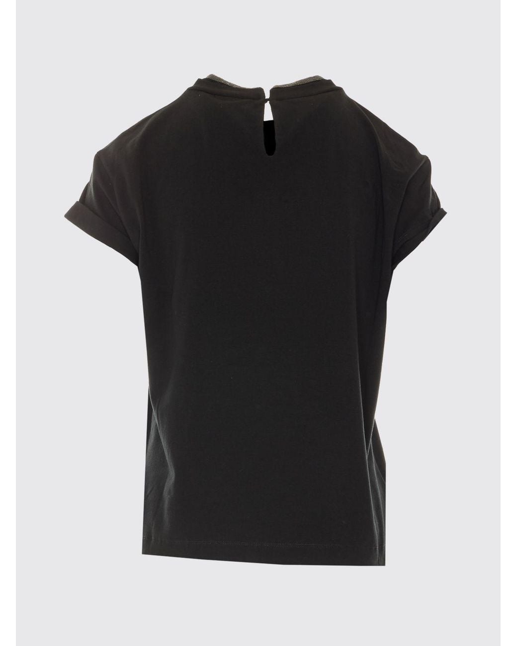 Brunello Cucinelli Black Stretch-Cotton Crew-Neck T-Shirt With Monili Embroidery
