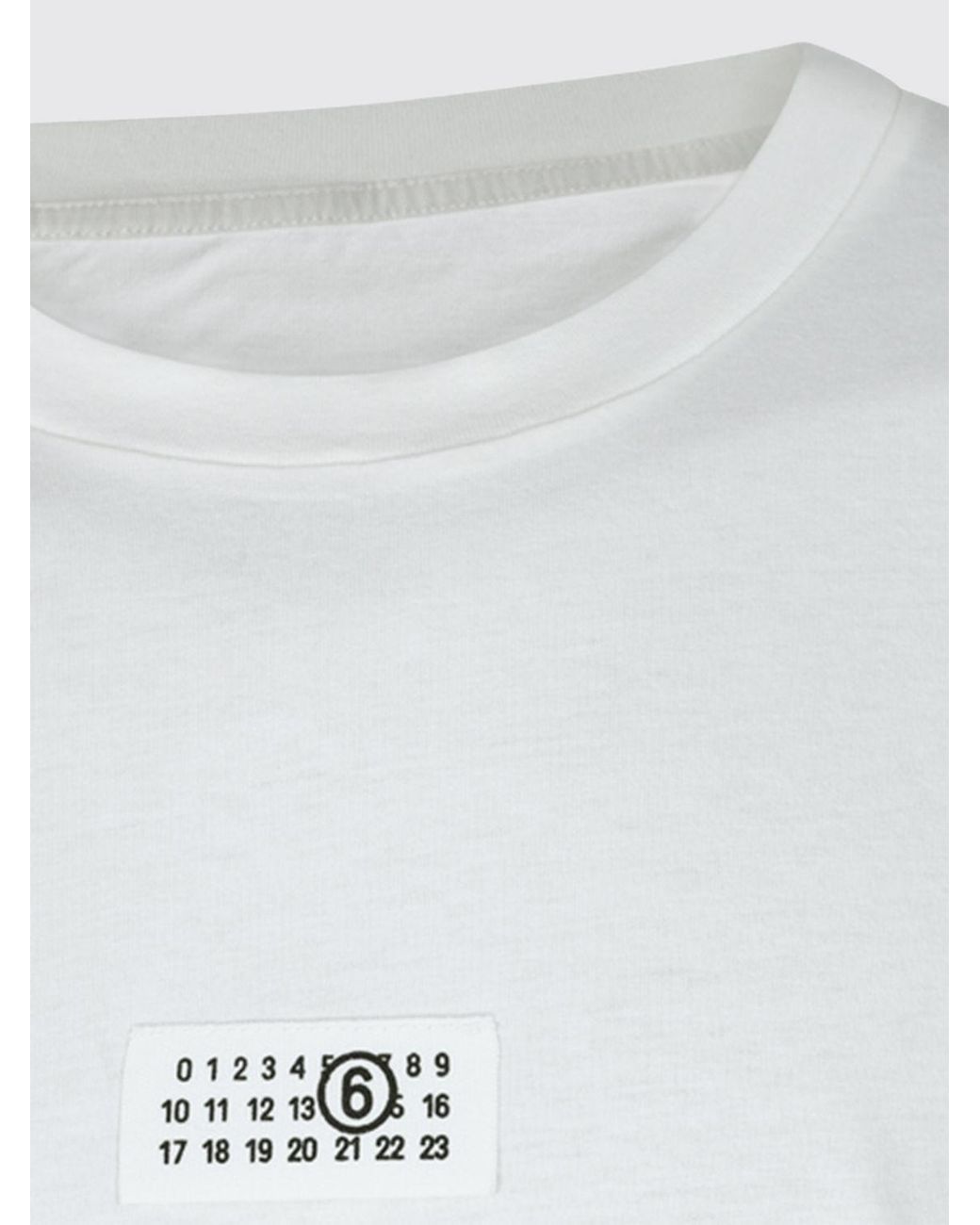 MM6 by Maison Margiela White Cotton T-Shirt With Contrast Logo And Dropped Shoulders for men