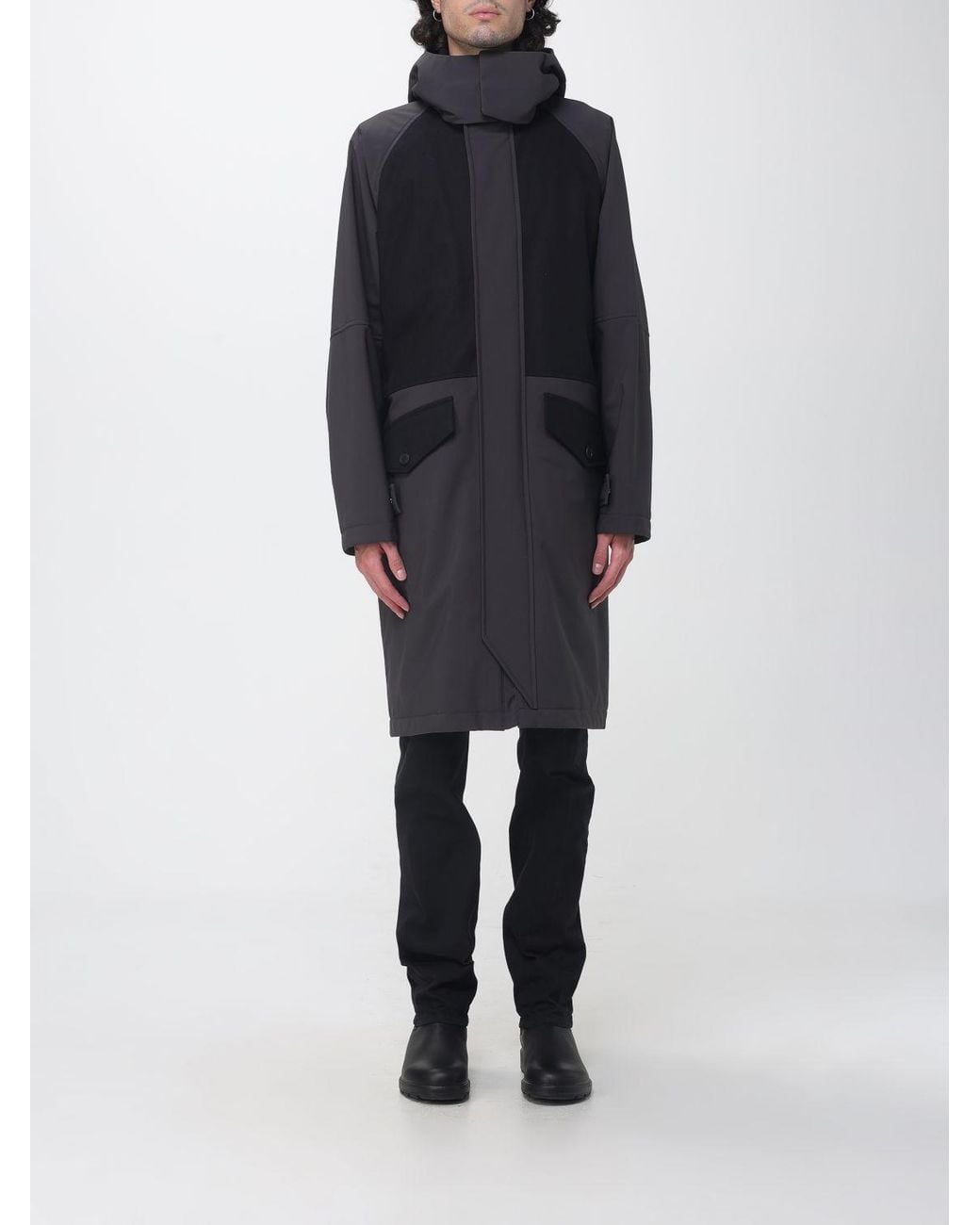Herno Blue Long Technical Polyester Parka With Padded Windproof Hood for men