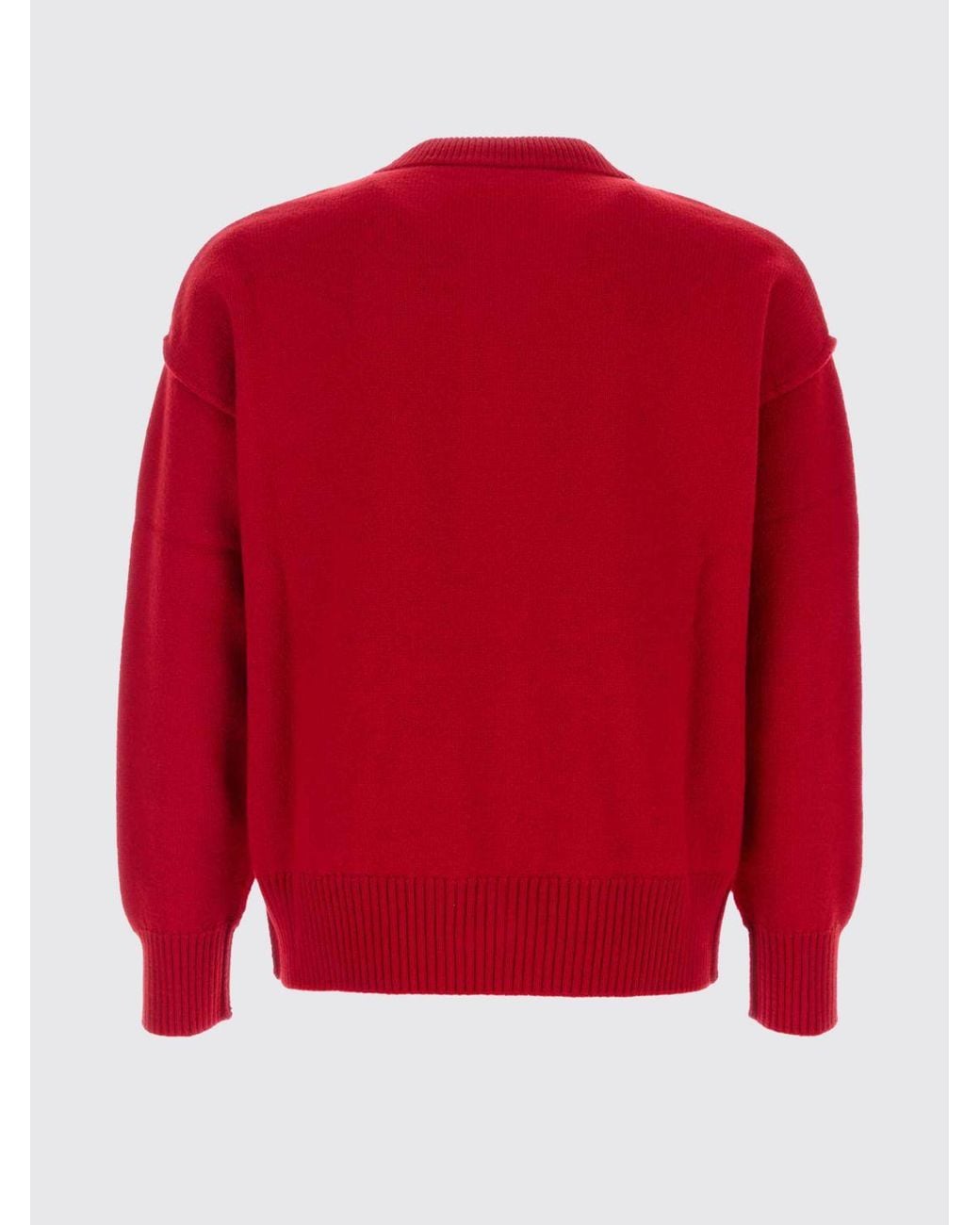 AMI Wool Crewneck Cardigan With Contrasting Embroidered Logo