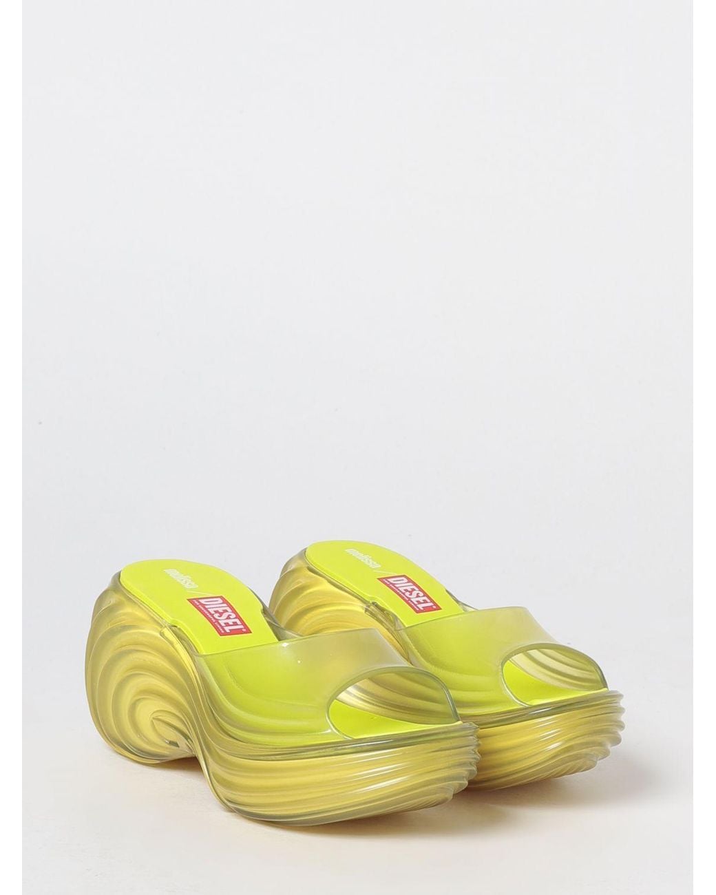 DIESEL Yellow Quantum Pvc Wedge Sandals With Medium Heel