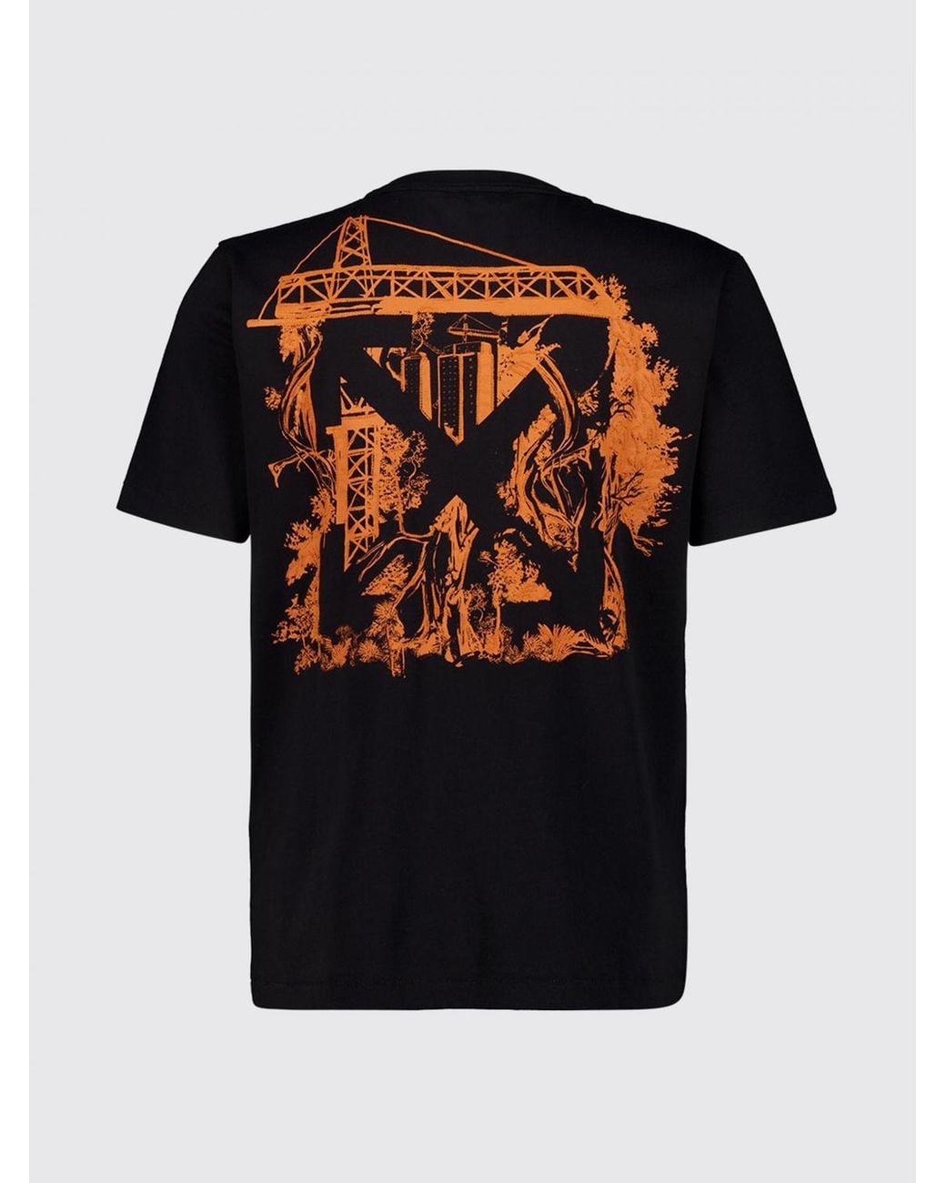 Off-White c/o Virgil Abloh Black Crewneck Cotton T-Shirt With Contrasting Arrow Logo Print for men