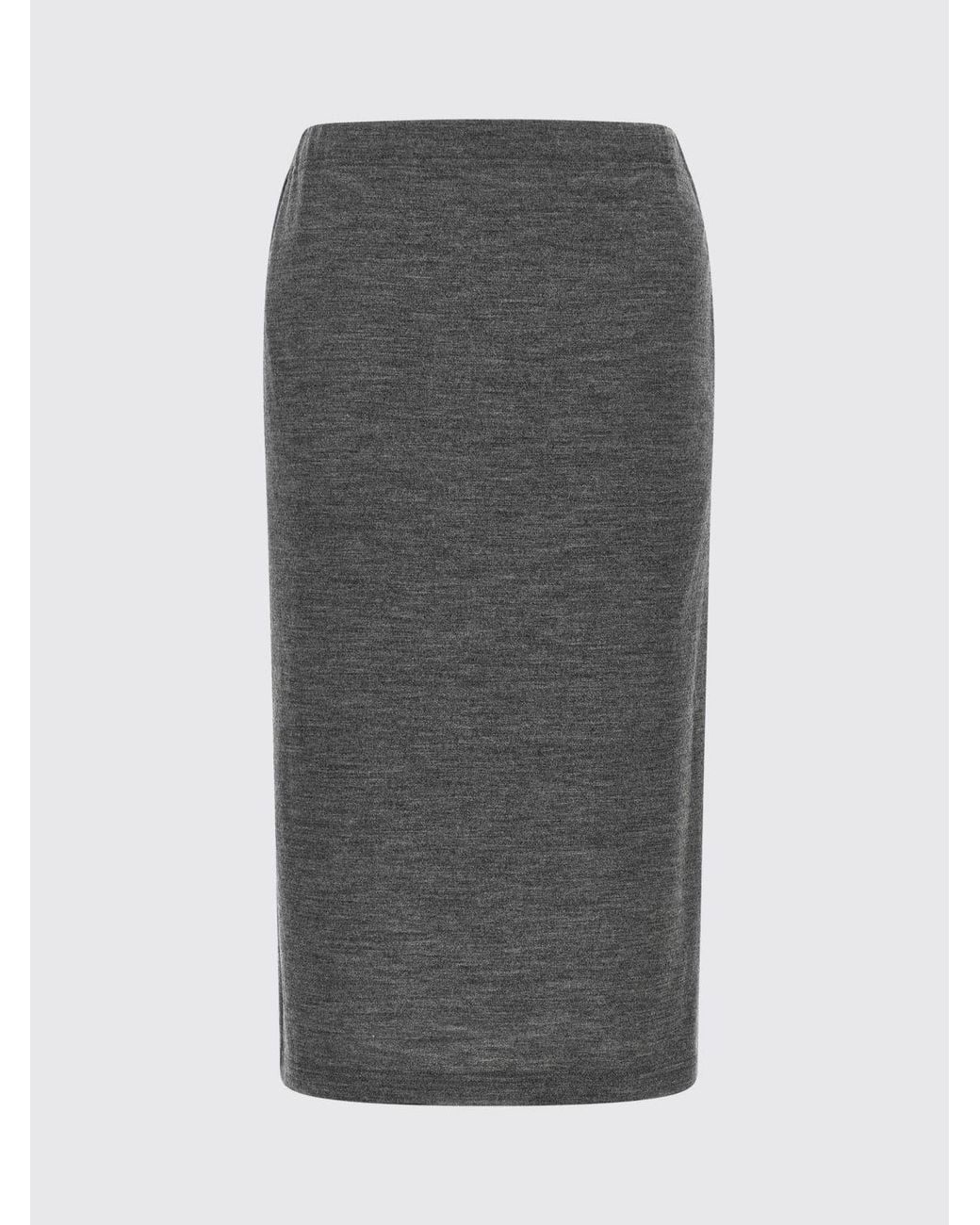 Junya Watanabe Black High-Waisted Wool Knit Midi Pencil Skirt