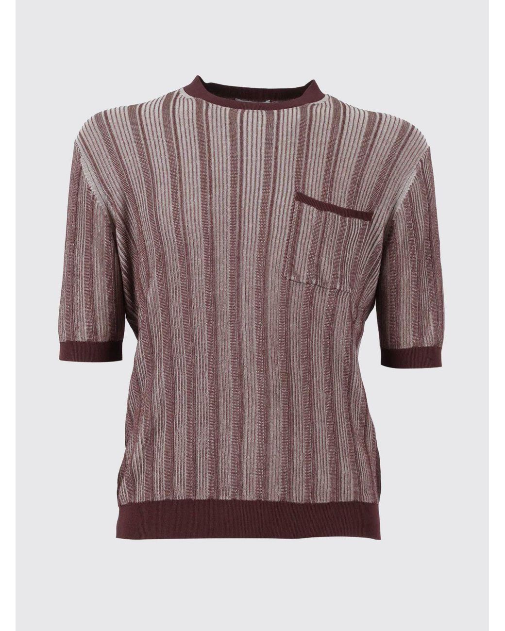 Ballantyne Brown Striped Cotton Sweater for men