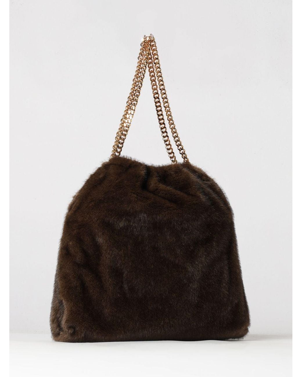 Stella McCartney Brown Large Falabella Faux Fur Shoulder Bag