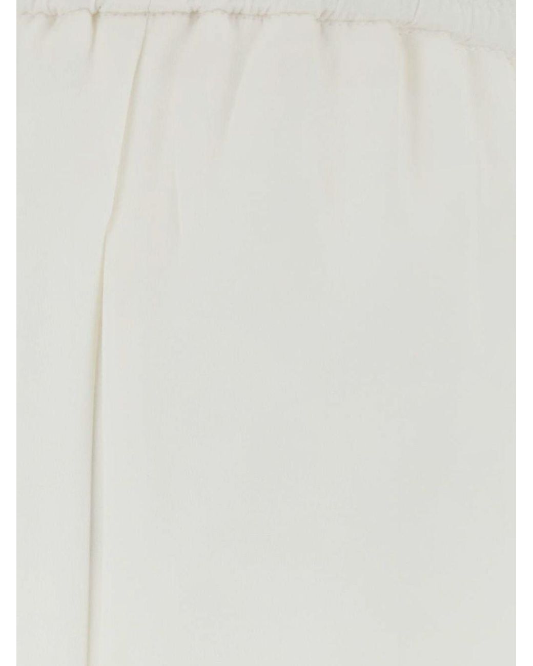 Max Mara White Volontà High-Waisted Silk Palazzo Trousers With Elastic Waist