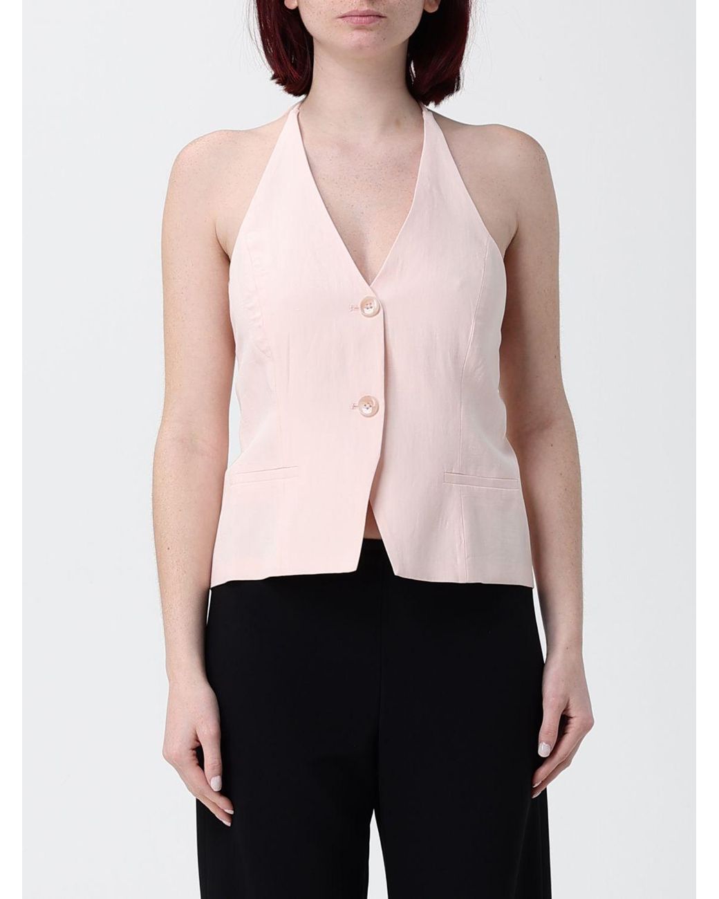 Twinset Pink Linen Blend Vest