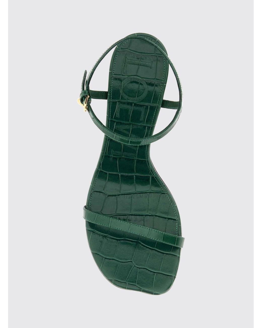 Loewe Green Toy Crocodile-Embossed Calfskin Sandals With Sculptural Heel