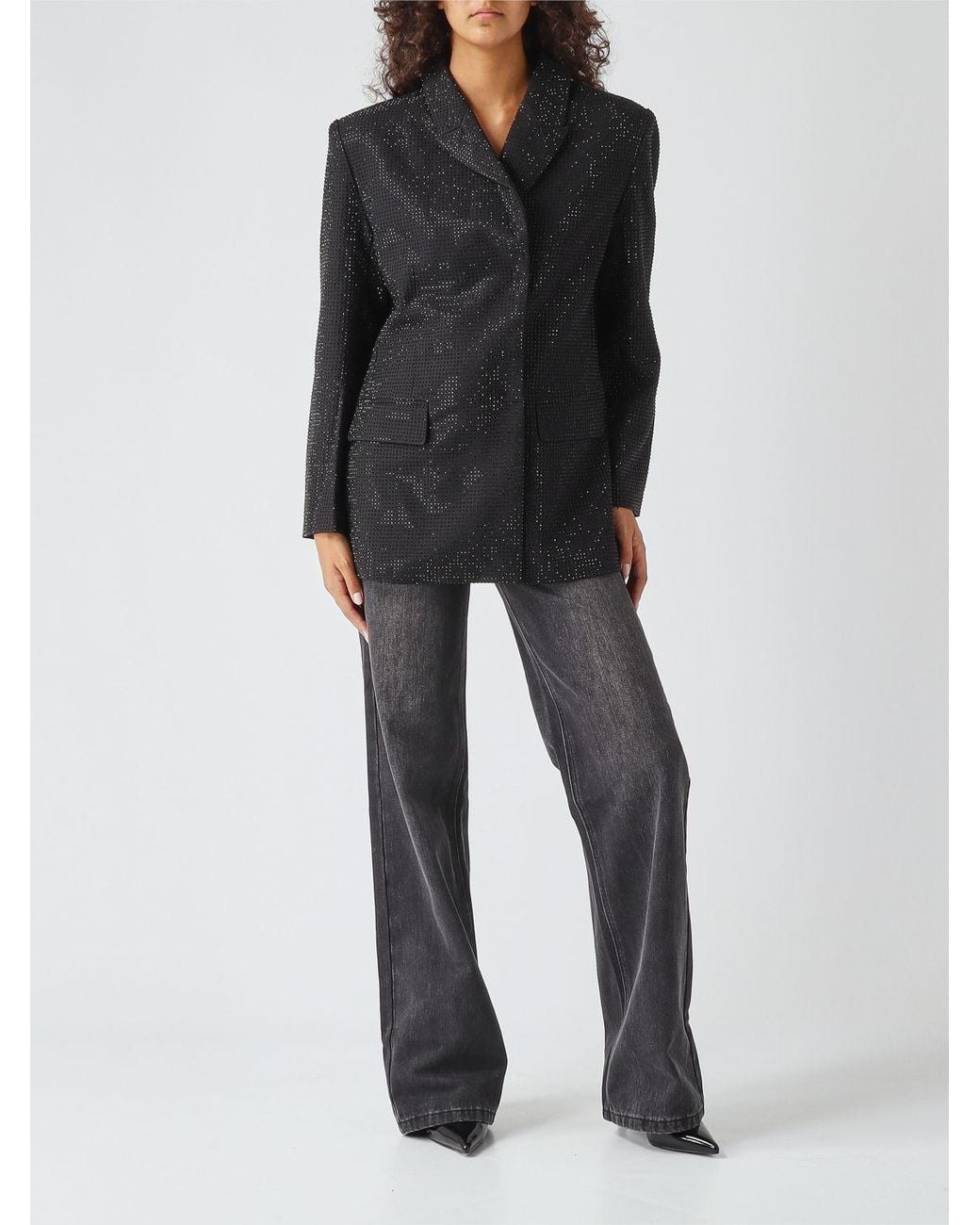 Twentyfourhaitch Black High-Waisted Straight Jeans