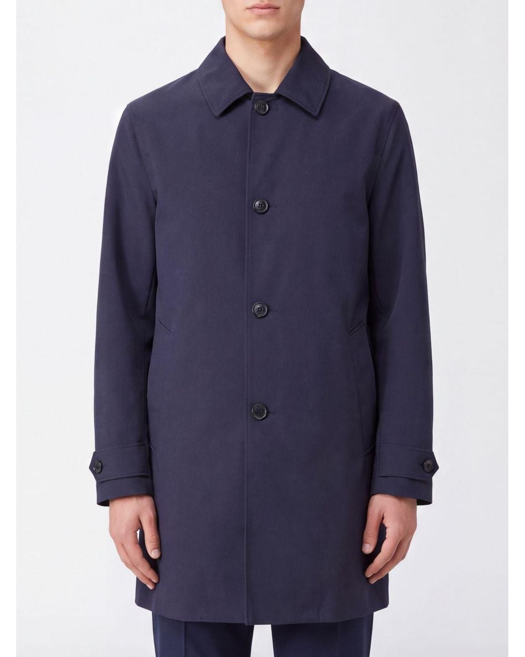 Aspesi Blue Single-Breasted Knee-Length Trench Coat for men