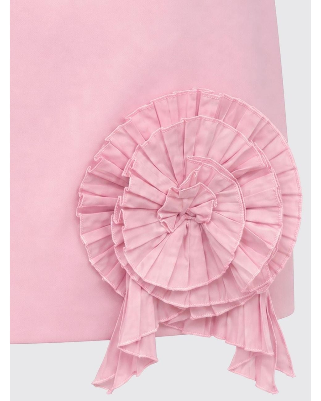 Blumarine Pink High-Waisted Crêpe Pencil Mini Skirt With Floral Appliqué