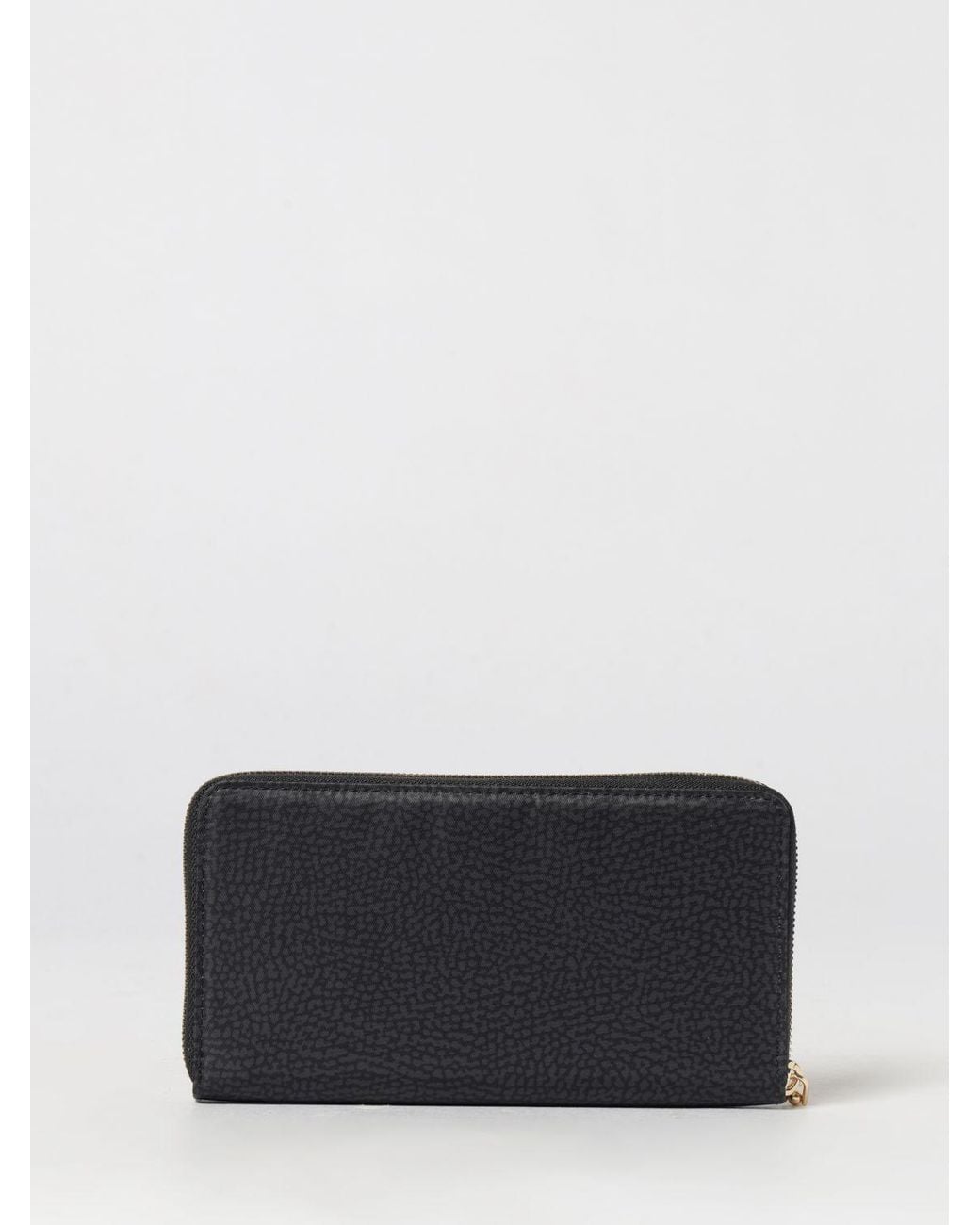Borbonese Black Continental Polka Dot Recycled Nylon Zip-Around Wallet
