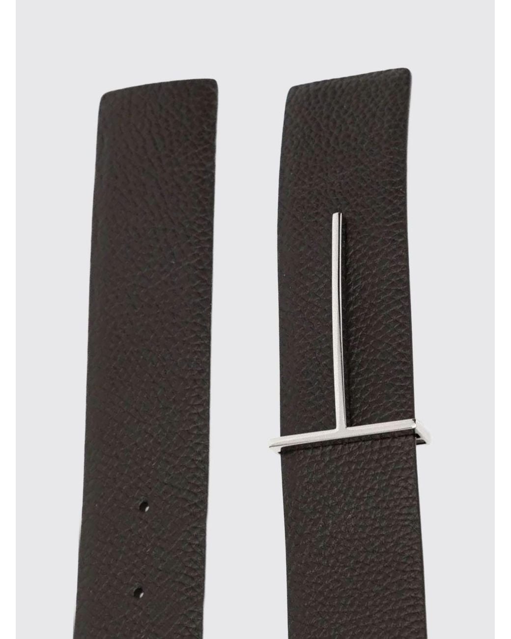 Tom Ford White Reversible 4Cm Pebbled Leather Belt With T Monogram Buckle for men