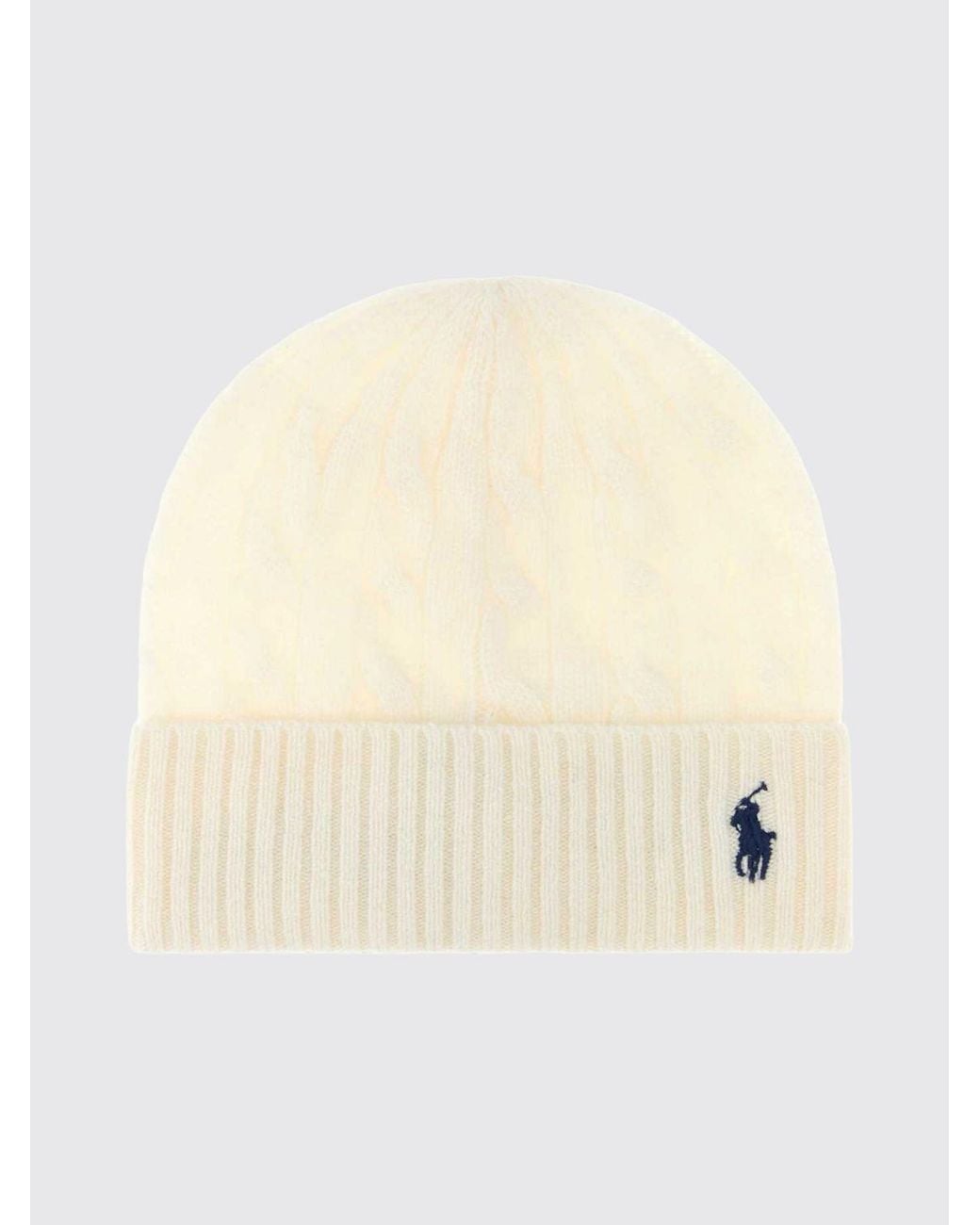 Polo Ralph Lauren Natural Wool And Cashmere Beanie With Embroidered Logo