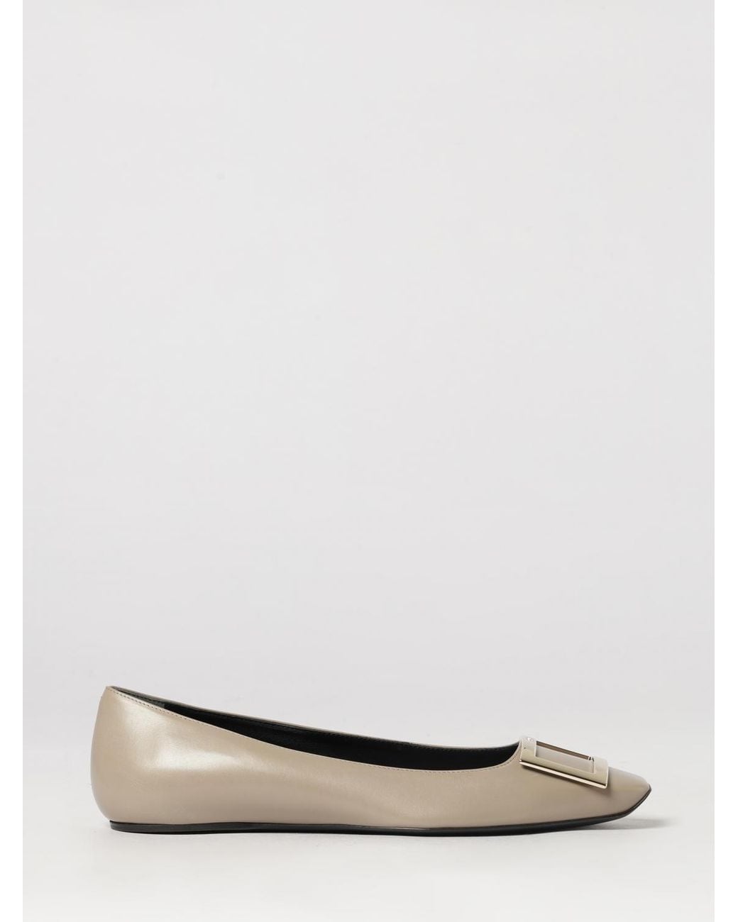 Roger Vivier White Trompette Smooth Leather Ballet Flats With Square Toe