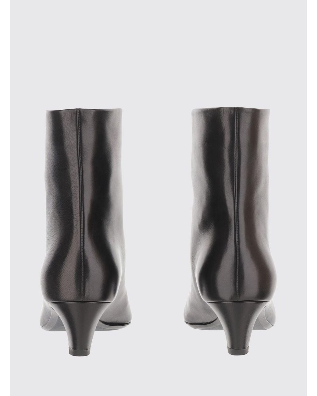 Khaite Black Arizona Low-Heeled Calfskin Ankle Boots With An Almond Toe